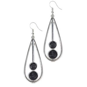 Natural Nova Black Teardrop Marble Earring